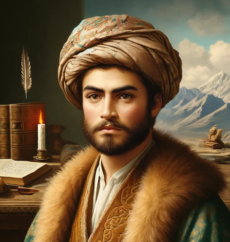 DALL·E 2024-05-09 11_01_17 - A portrait of a Middle Eastern poet from the 17th century, dr