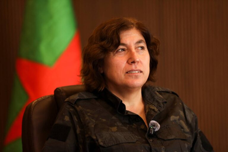 Nowruz Ahmed, commander of the Women's Protection Units (YPJ), attends an interview with Reuters in Qamishli